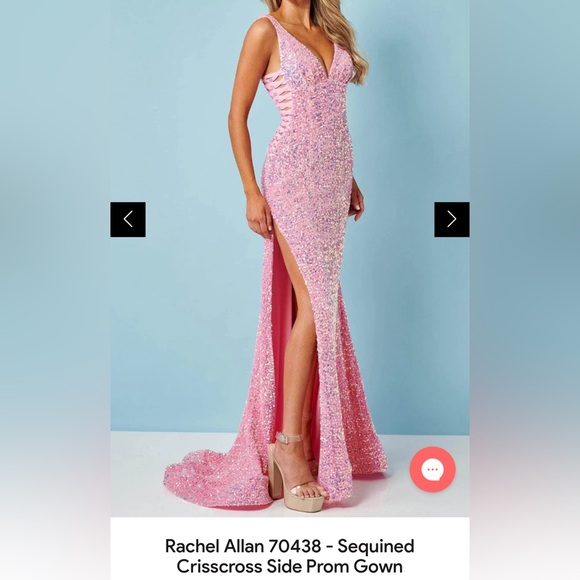 Rachel Allan 70438 Sequined Crisscross Side Prom Gown pink new Barbie size 4 nwt - Picture 3 of 5